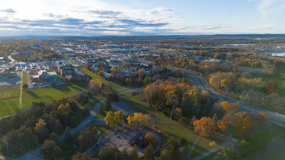 Riverside Park and its trails, viewed from above